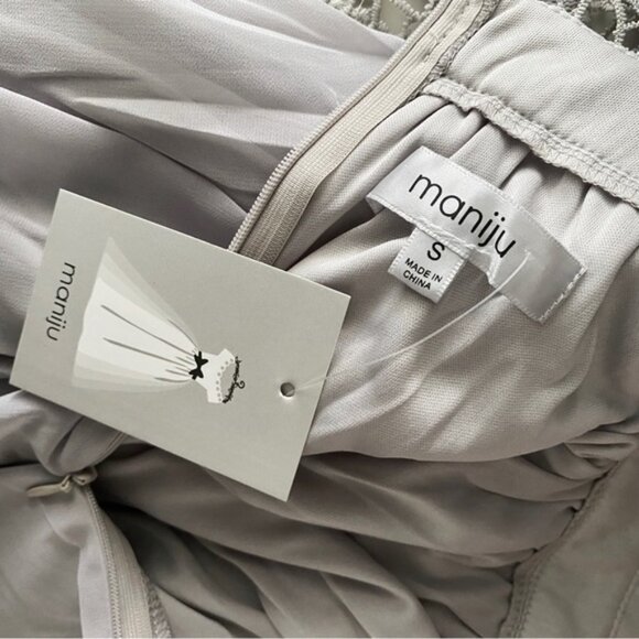 Maniju Lulus Savannah Nights Sleeveless Open Back Gown Maxi Dress Grey Gray New - Picture 11 of 16